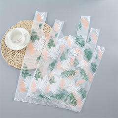 50pcs Leaf Feather Printed Shopping Bags for Take Out Grocery Shopping