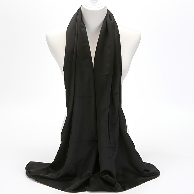 Solid Satin Scarf Silk Head Scarf Shawl Women Casual Windproof