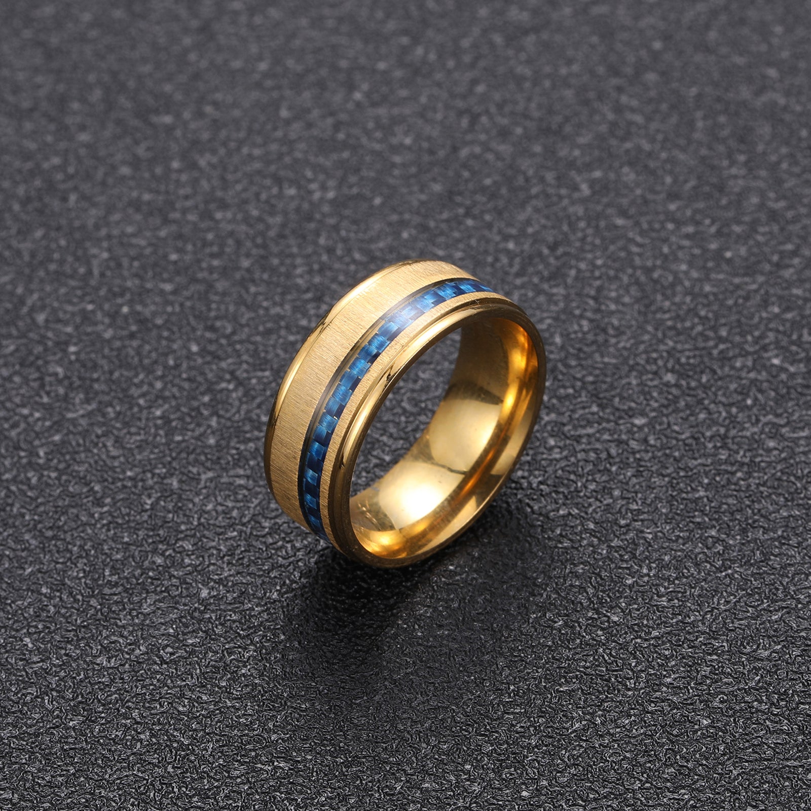 Men's Stainless Steel Sapphire Ring