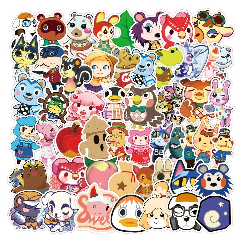 50PCS Cartoon Animal Stickers Waterproof Decorative Water Cup Tablets