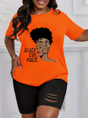  Cartoon Figure & Letter Print 2-Piece Set