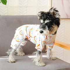 Rainbow Print Dog Pajama Cozy Pet Clothes for Cats and Dogs