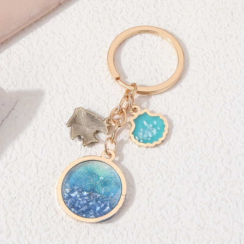 Shell Shape Sea Keychain Enamel Painted Ocean Ornament Bag Accessories