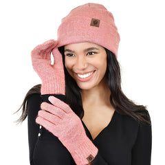 Winter Beanie Scarf Gloves Set Knitted Touch Screen Halter Gloves