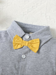 Baby Boy's Formal Shirt & Shorts Set with Bow Tie