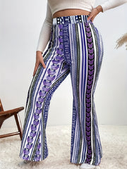  Butterfly & Dot Print High Rise Stretch Pants