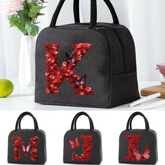 Red Rose & Butterfly Insulated Lunch Bag Waterproof Tote for School Office Picni