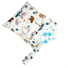 2pcs Animal Print Diaper Bag Washable Cloth Diaper Bag Travel Storage Bag