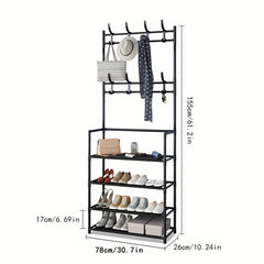 Carbon Steel Shoe Hat Rack Foyer Coat Rack, 4-5 Layers Storage Shelves