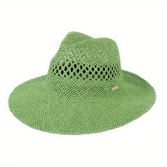 Boho Western Crochet Cowboy Hat Hollow Straw Fedora Cap