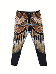  Tribal Owl Print High Rise Leggings