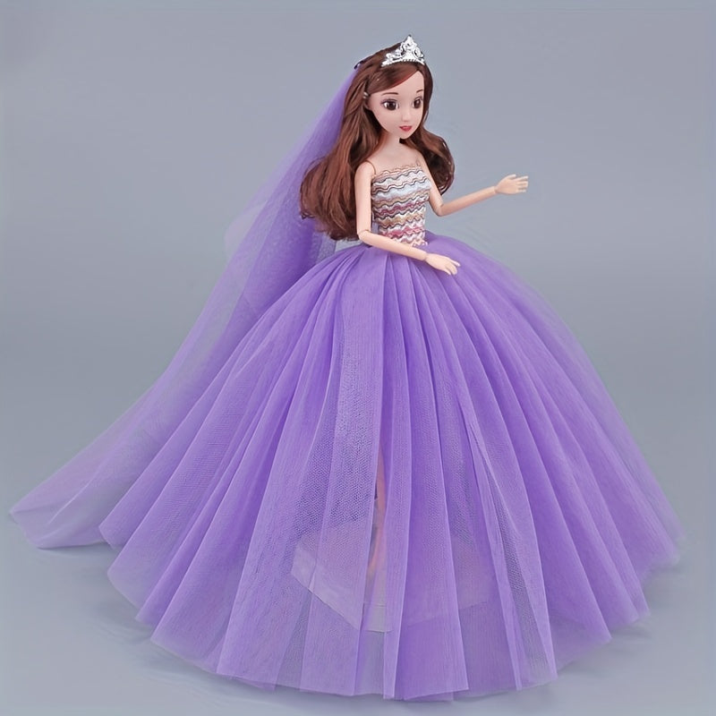 Bjd 30cm Doll Clothing Wedding Dress Skirt with Headscarf