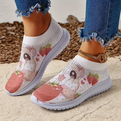 Cartoon Mouse Mesh Slip-On Walking Shoes Lightweight Outdoor Sneakers