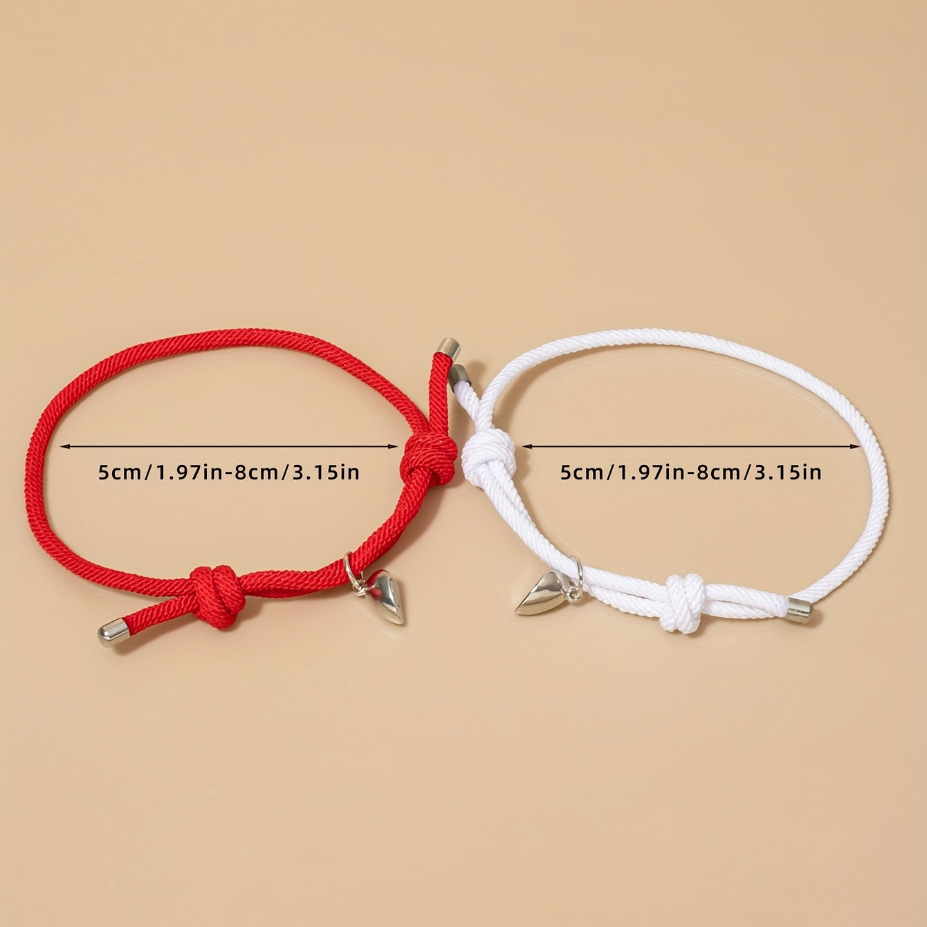 2pcs Love Heart Magnet Buckle Bracelets Couple Set Accessories