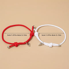 2pcs Love Heart Magnet Buckle Bracelets Couple Set Accessories