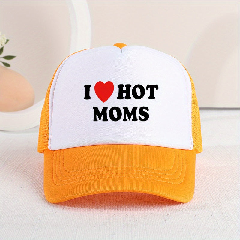 Kids Mesh Baseball Cap I Love My Hot Mom Print