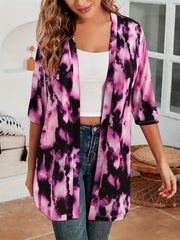  Tie Dye Half Sleeve Open Front Cardigan