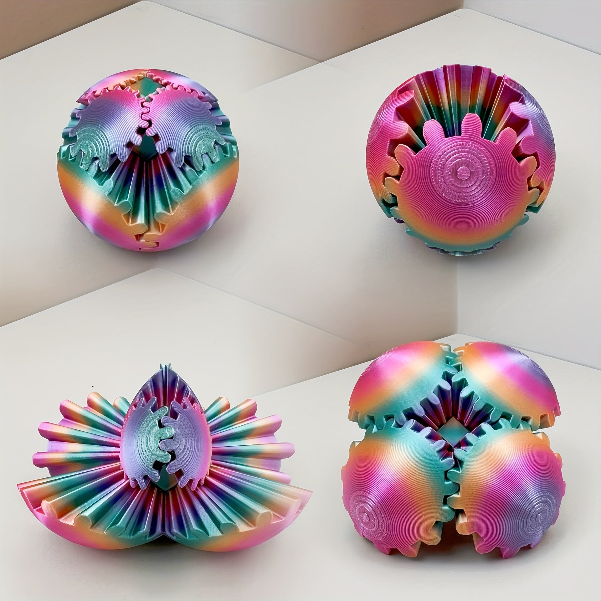 3D Printed Rotating Gear Ball Gradient Relax Desk Decor