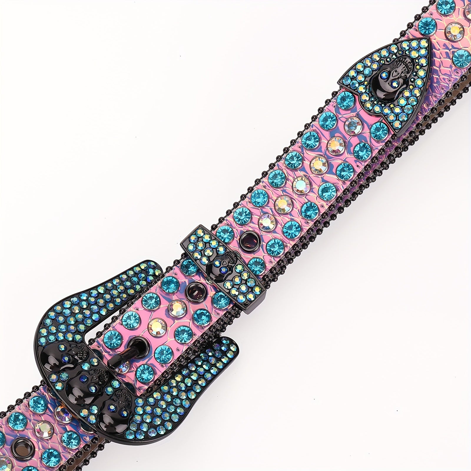 Rhinestone Leather Cowboy Belt Sparkle Studded Strap