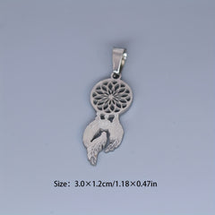 Stainless Steel Dream Catcher Feather Charm Pendant Necklace For Man