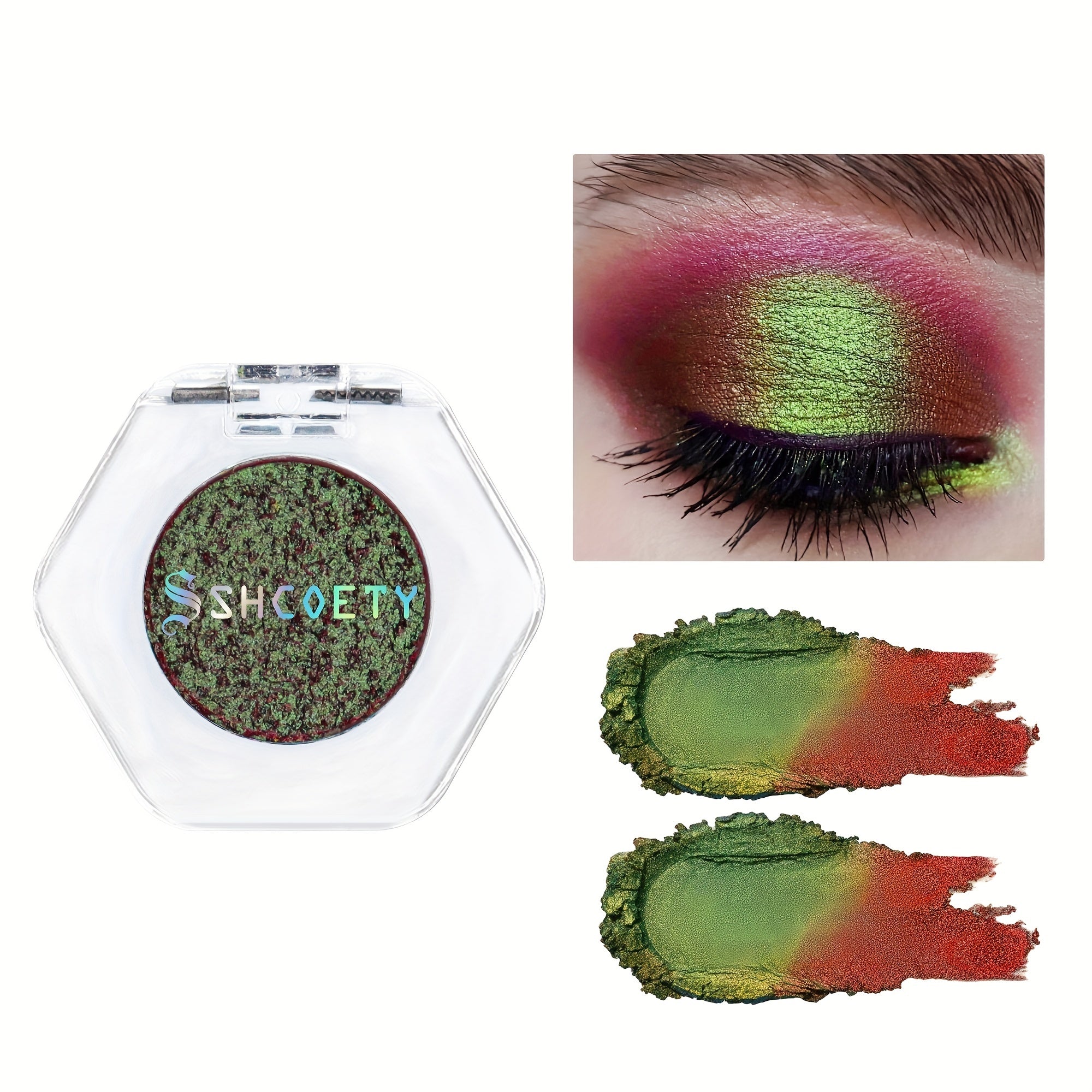 Monochromatic Chameleon Eyeshadow Palette, Sparkle Green Eyeshadow Powder