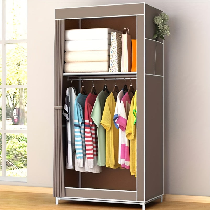 1pc Cloth Wardrobe Non Woven Covered Clothes Rack Standing Garment Rack
