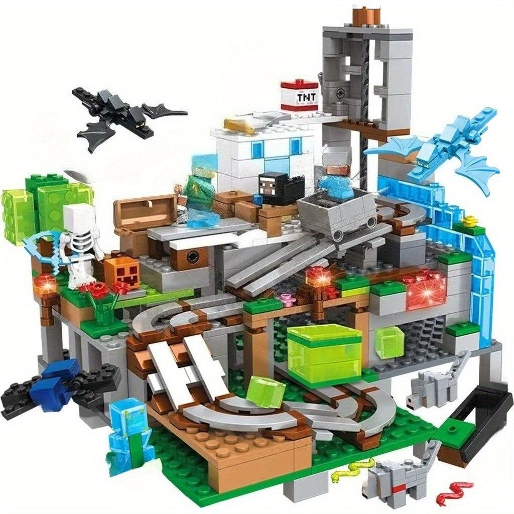 Bricks Mine Mountain Cave Slide Building Blocks Toys for Gift