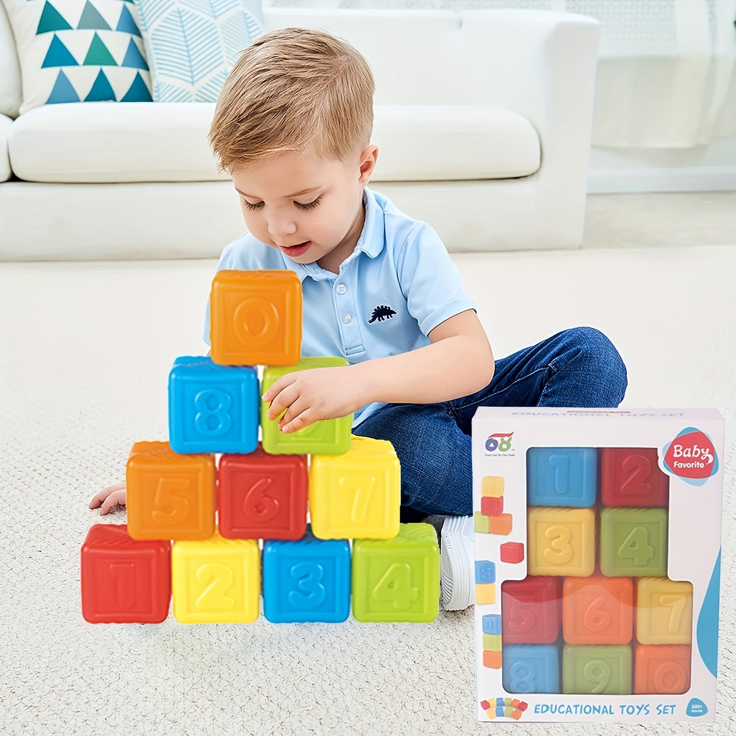 Kids Building Blocks Toy with Numbers, Recognition Learning Bricks