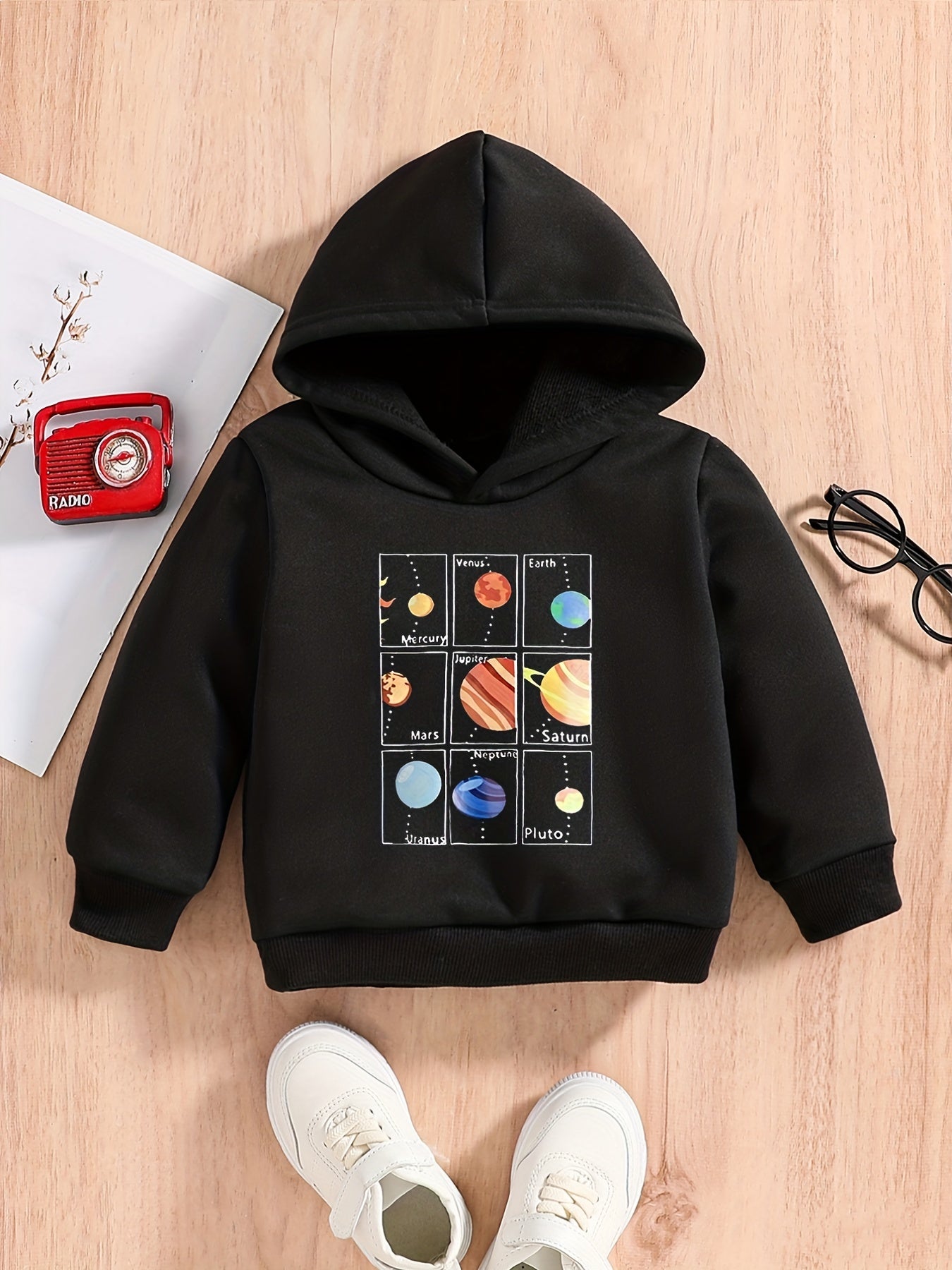 Cartoon Planet & Monster Truck Baby Boys Hooded Sweatshirt