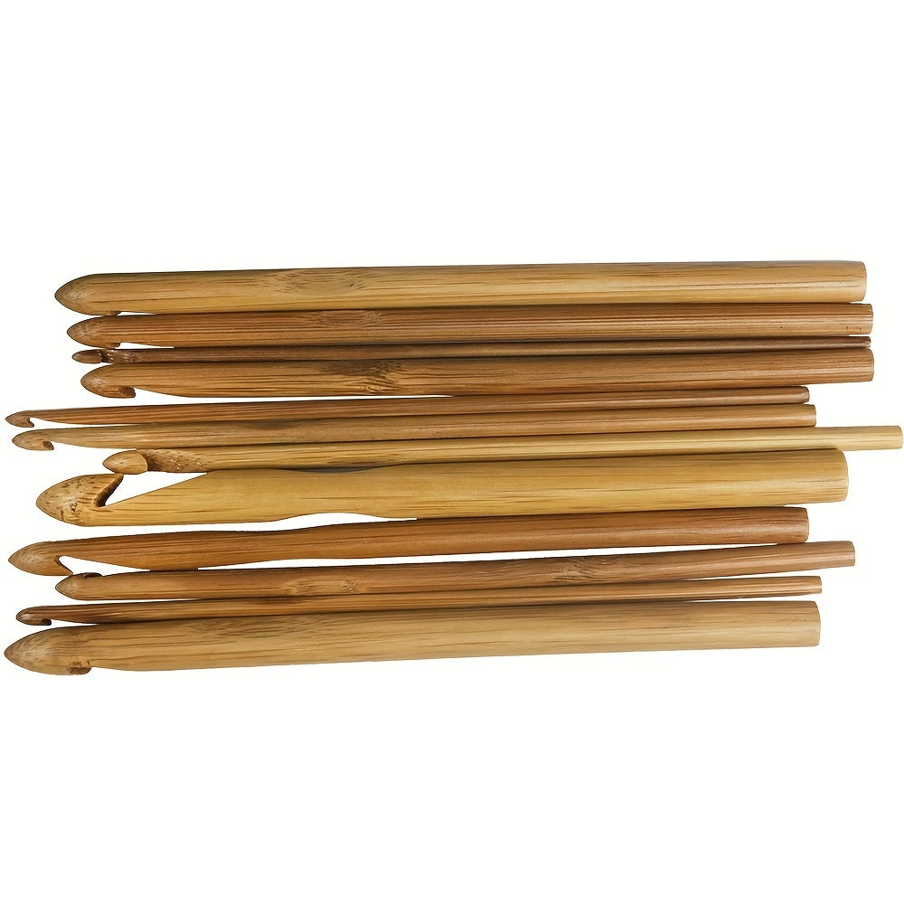 21pcs Bamboo Handle Crochet Kit Knitting Lace Hook Set with Case