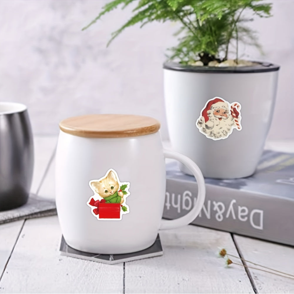 50pcs Vintage Christmas Stickers Merry Xmas Santa Claus Holiday Label Stickers