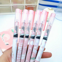 6pcs Cartoon Straight Liquid Pens 0.5mm Peach