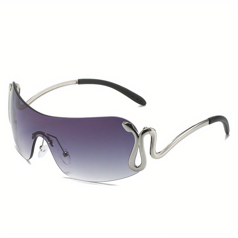 Y2K Rimless Sunglasses Snake Temple UV400