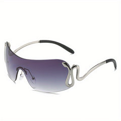 Y2K Rimless Sunglasses Snake Temple UV400