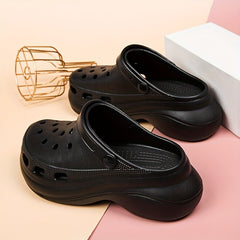 Women's Solid Clogs Casual Hollow Out Platform Shoes