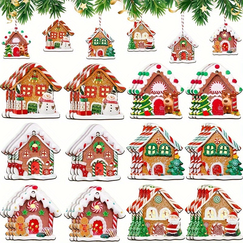 30pcs Wooden Christmas Tree Hanging Ornaments