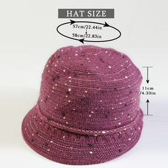 Vintage Knitted Thermal Bucket Hat Fisherman Hat Winter Hat For Her