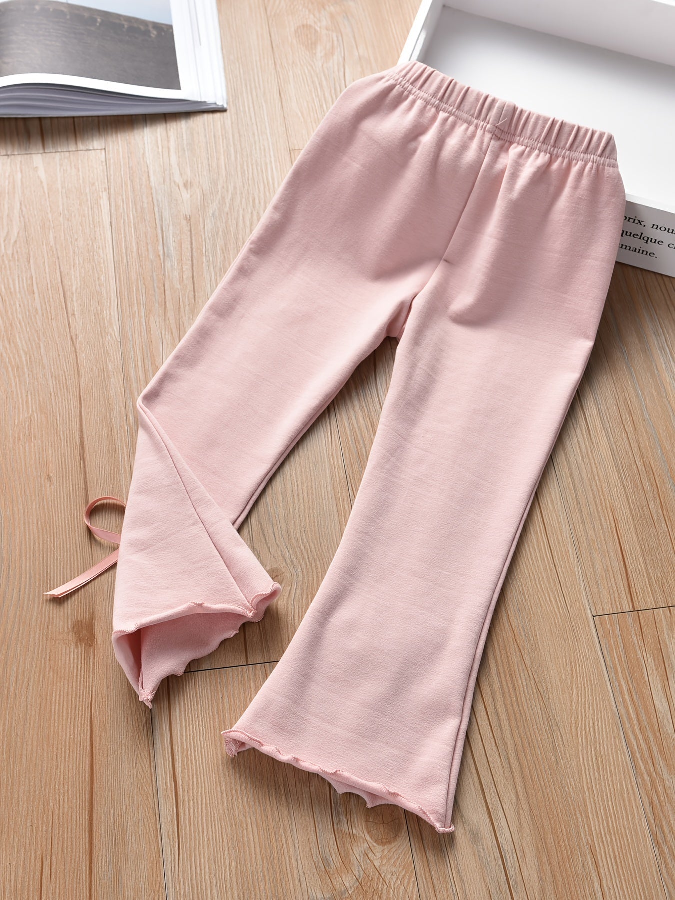 Girl Sweet Bow Flare Pants Soft Stretch Bell Bottom Pants