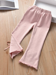 Girl Sweet Bow Flare Pants Soft Stretch Bell Bottom Pants