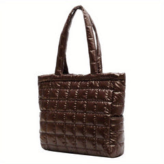 Quilted Puffer Tote: Minimalist Shoulder Bag