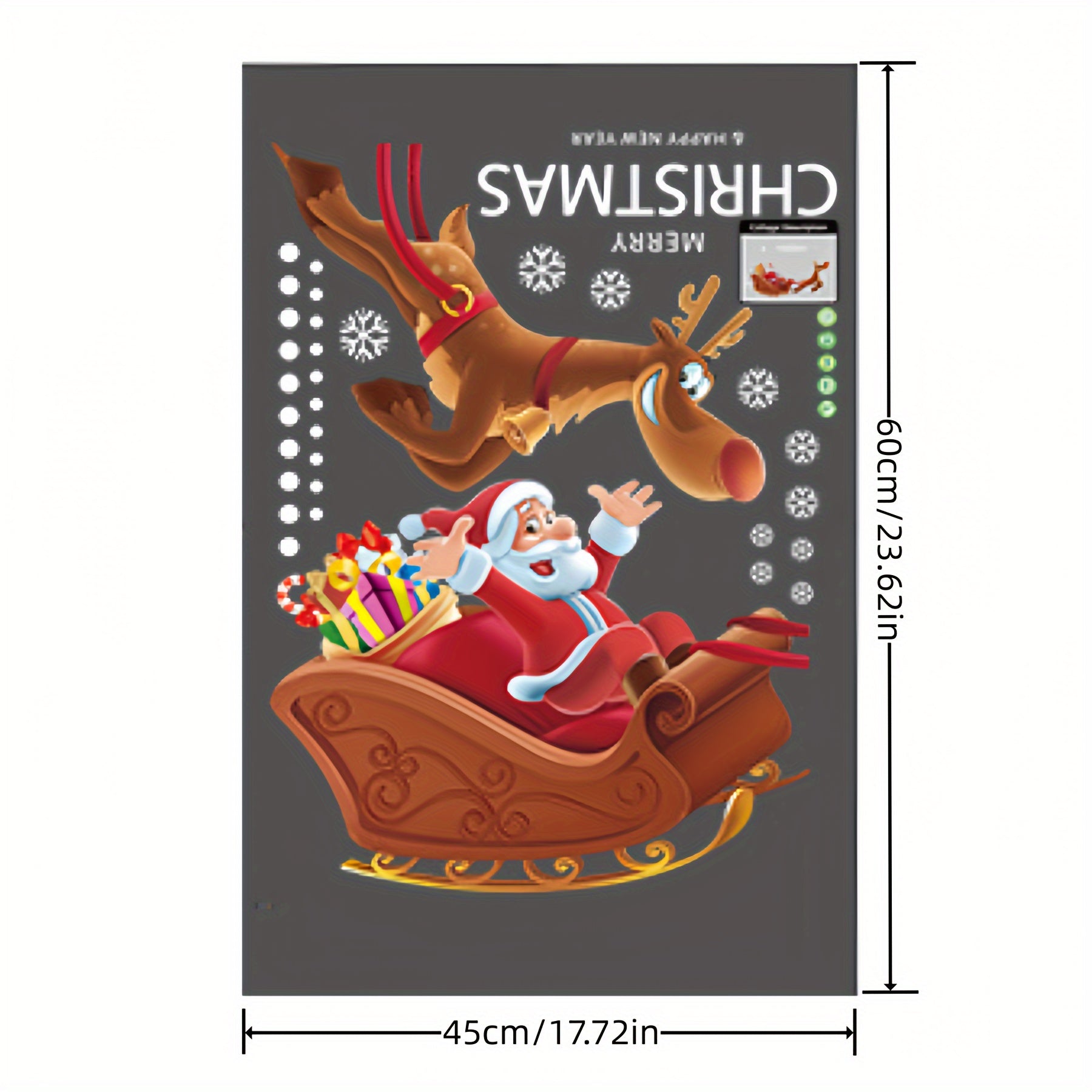 Christmas Window Stickers Santa Claus Sleigh Glass Door Decorations