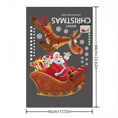 Christmas Window Stickers Santa Claus Sleigh Glass Door Decorations