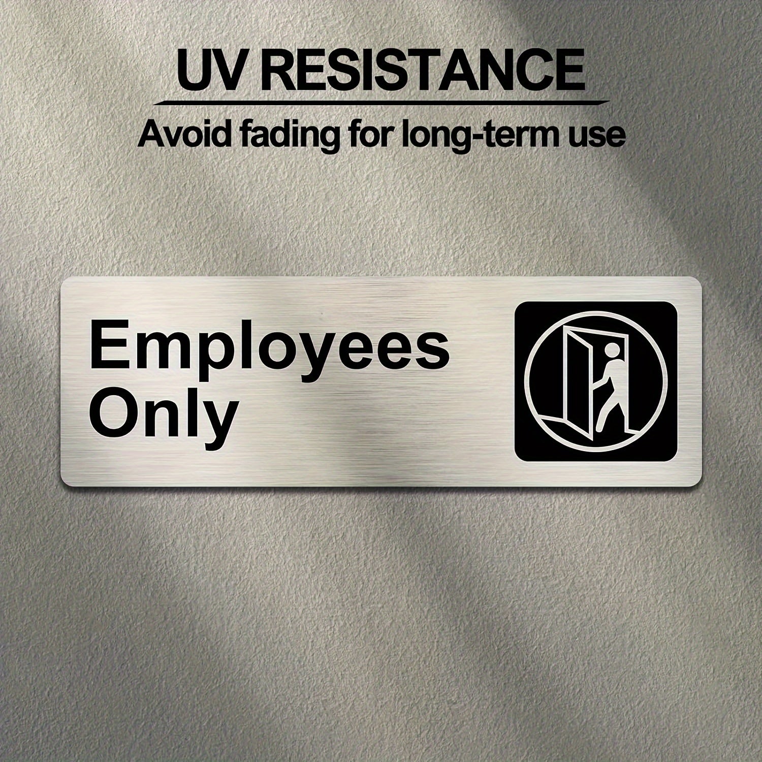 Employees Sign 22.86 X 7.62 cm Brushed Aluminum Self-adhesive Silver