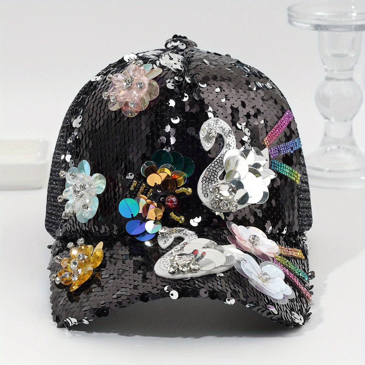 Rhinestone Sequin Baseball Cap Women's Sunshade Peaked Cap