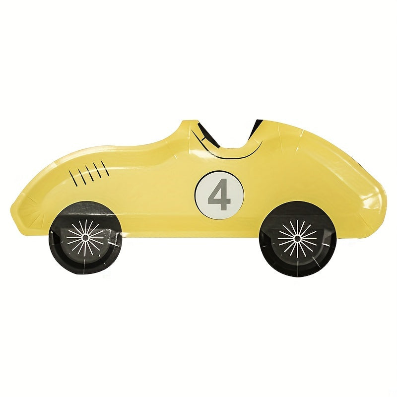 10pcs Race Car Shape Paper Plates Racing Car Party Supplies For Boys