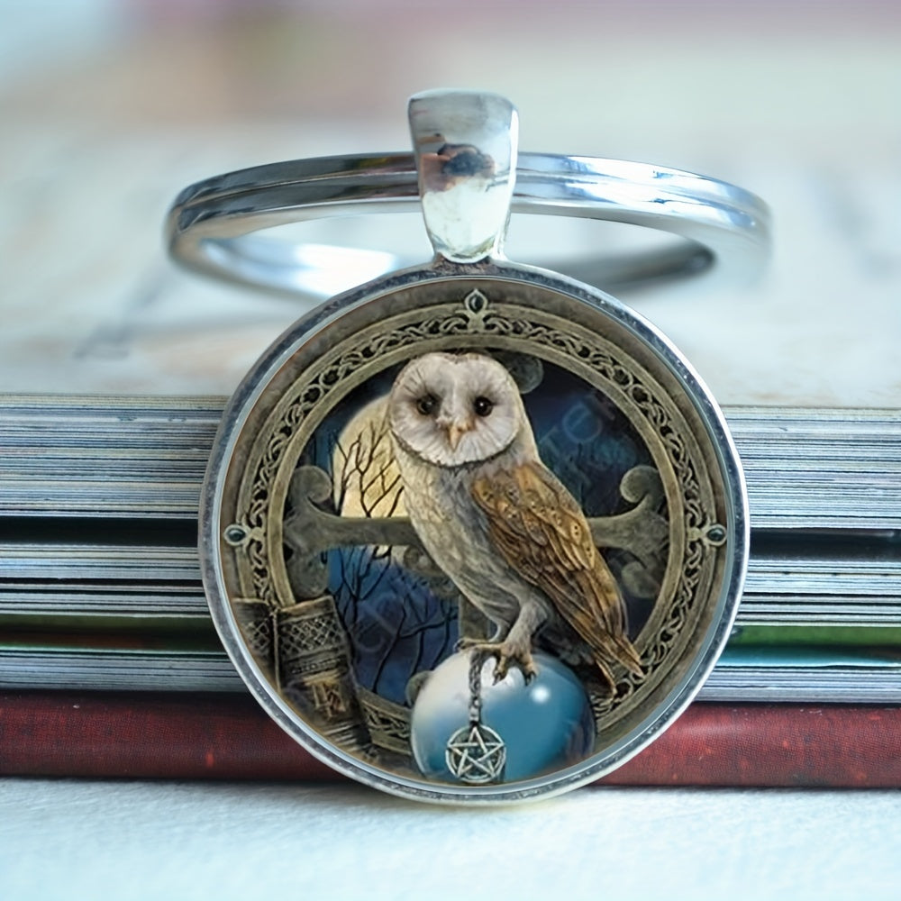 Celtic Wiccan Owl Keychain Amulet Pendant Key Ring Gift