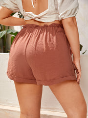  Solid Elastic Drawstring Loose Fit Shorts