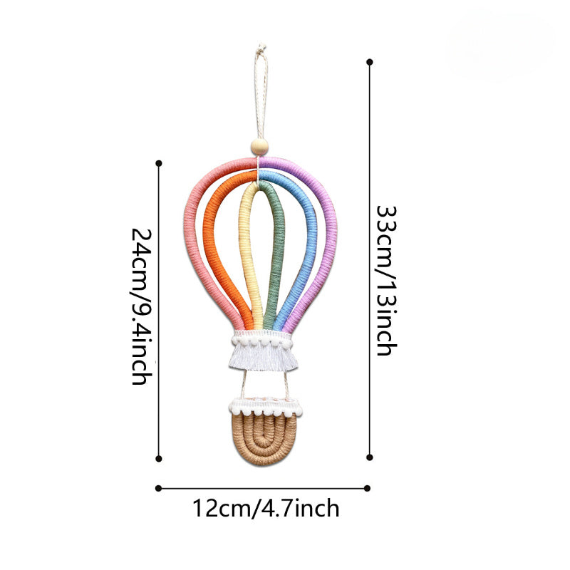 Nordic Rainbow Hot Air Balloon Wall Hanging with Tassel