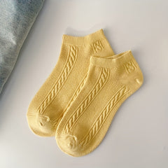 5 Pairs Textured Low Cut Ankle Socks Women's Stockings