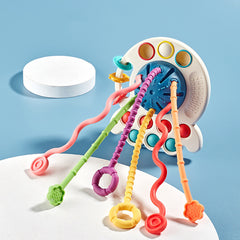 Montessori 3-in-1 Baby Toy Pull String Developmental Sensory Teething Toy
